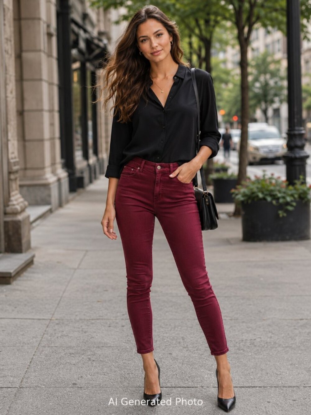 Polo Ralph Lauren Tompkins Women's Skinny Ankle Jeans Burgundy High Rise 29 NWT